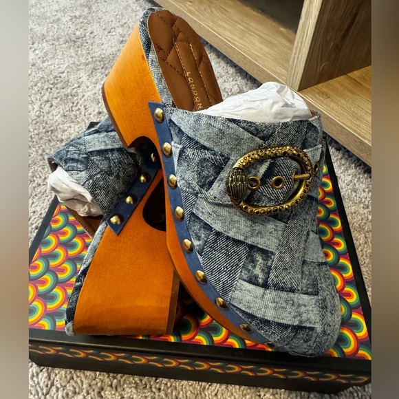 Kurt Geiger Women's Denim Blue Studded Clogs - Picture 7 of 11